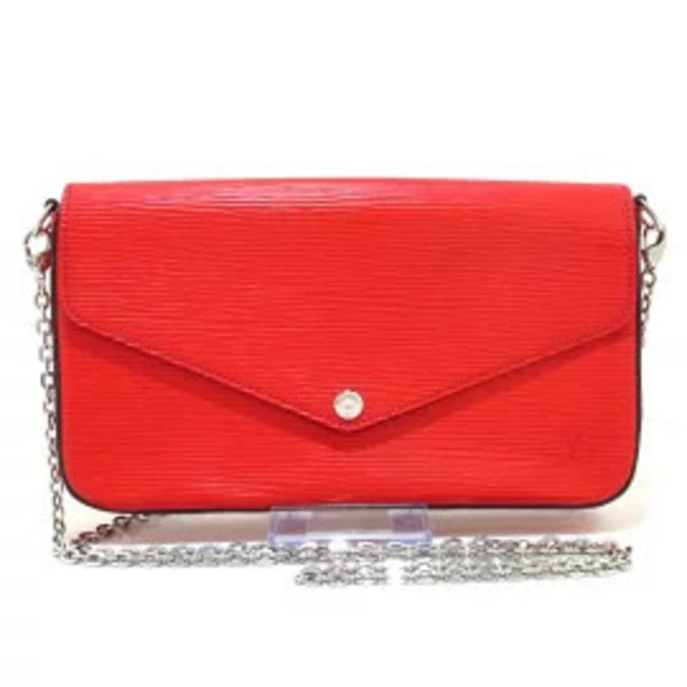 LOUIS VUITTON Pochette Felicie Wallet Coquelicot Red Leather Cowhide